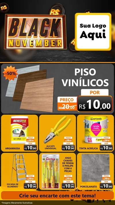 Modelo de Rede Social para Stories com o tema Black November para Material para Construção