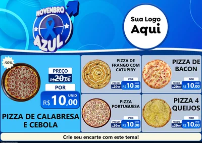 Modelo de Encarte para Encarte A4 Horizontal com o tema Novembro Azul para Pizzaria