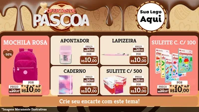 Modelo de TV para TV Horizontal com o tema Ofertas de Páscoa para Papelaria