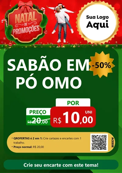 Modelo de Cartaz para Cartaz A4 Vertical com o tema Natal de Promoções para Produtos de Limpeza
