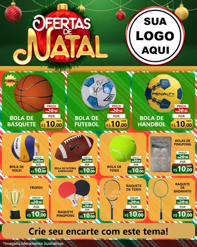 Modelo de Rede Social para Feed Instagram com o tema Ofertas de Natal para Artigos Esportivos