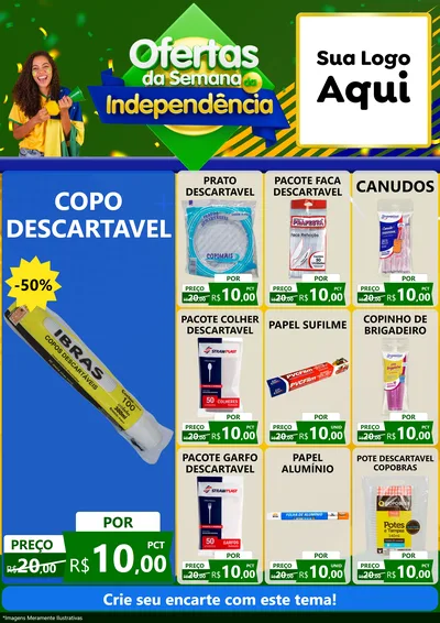 Modelo de Encarte para Encarte A4 Vertical com o tema Ofertas da Semana da Independência para Embalagens