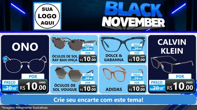 Modelo de TV para TV Horizontal com o tema Black November para Óticas