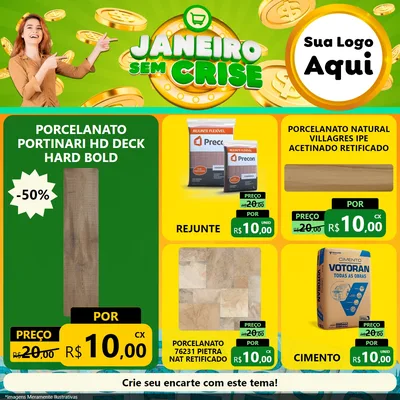 Modelo de Rede Social para Feed Facebook com o tema Janeiro Sem Crise para Pisos e revestimentos
