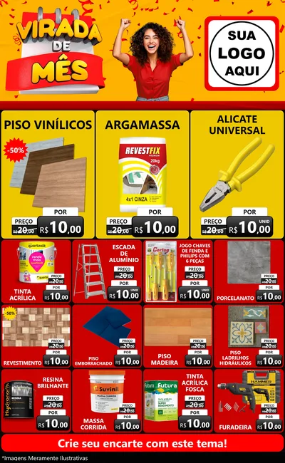Modelo de Encarte para Encarte Grande com o tema Virada de Mês para Material para Construção