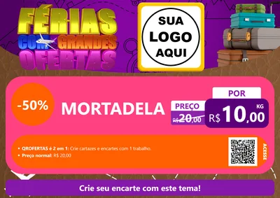 Modelo de Cartaz para Cartaz A4 Horizontal com o tema Férias com Grandes Ofertas para Frios e Laticínios