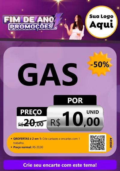 Modelo de Cartaz para Cartaz A4 Vertical com o tema Fim de Ano Promoções para Água e gás