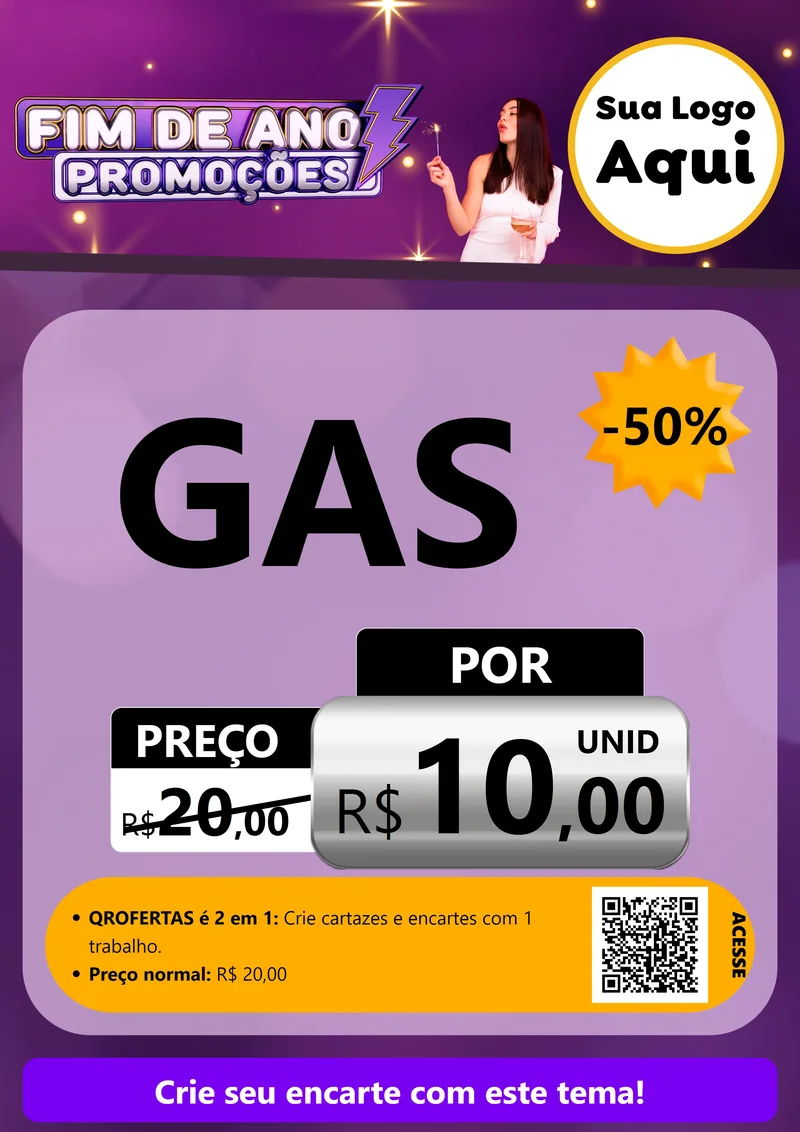 Modelo de Cartaz para Cartaz A4 Vertical com o tema Fim de Ano Promoções para Água e gás