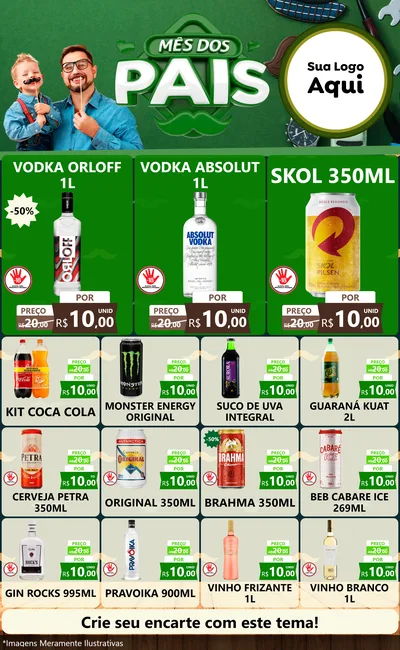 Modelo de Encarte para Encarte Grande com o tema Mês dos Pais para Distribuidora de bebidas