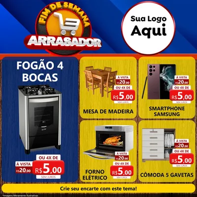 Modelo de Rede Social para Feed Facebook com o tema Fim De Semana Arrasador para Móveis e Eletro