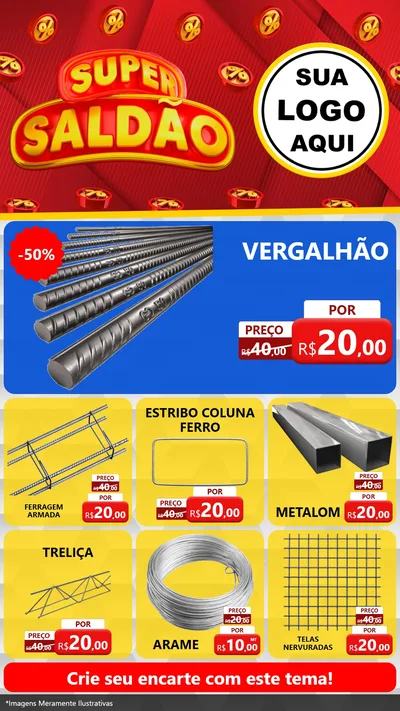 Modelo de Rede Social para Stories com o tema Super Saldão para Ferragens
