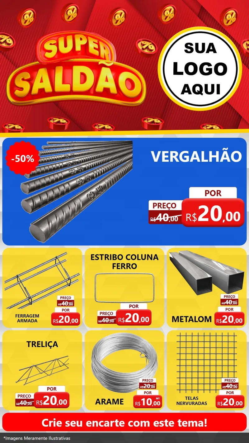 Modelo de Rede Social para Stories com o tema Super Saldão para Ferragens