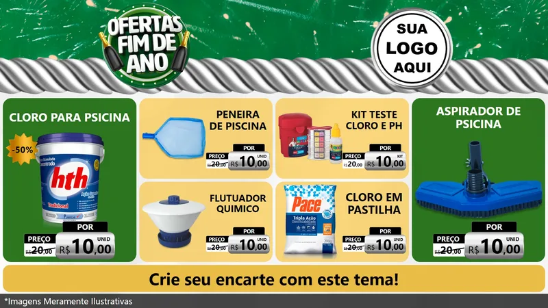 Modelo de TV para TV Horizontal com o tema Ofertas Fim de Ano para Produtos para Piscina