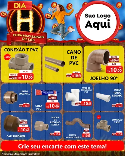 Modelo de Rede Social para Feed Instagram com o tema Dia H - O Dia Mais Barato Do Mês para Tubos e conexões