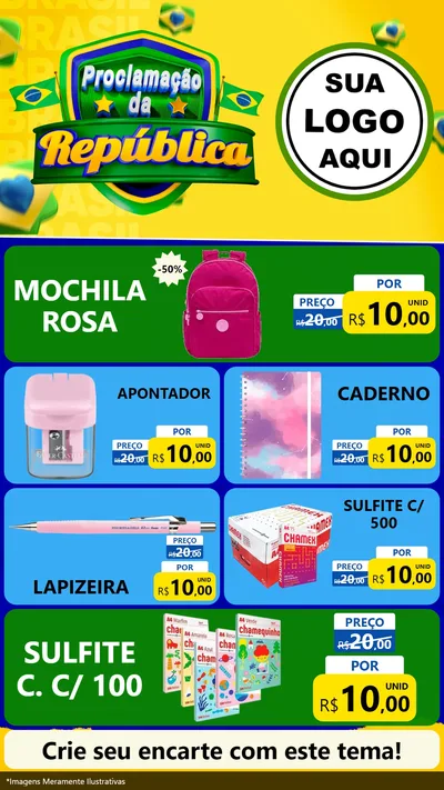 Modelo de TV para TV Vertical com o tema Proclamação da República para Papelaria