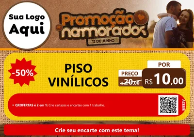 Modelo de Cartaz para Cartaz A4 Horizontal com o tema Promoção Namorados para Material para Construção