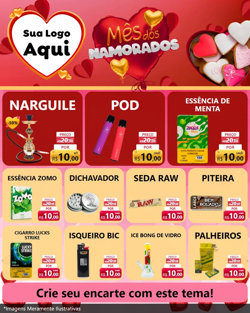 Modelo de Rede Social para Feed Instagram com o tema Mês dos Namorados para Tabacaria
