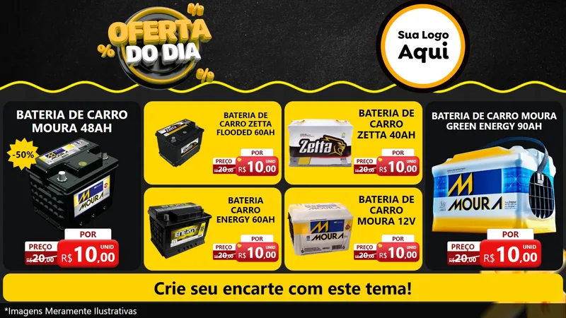 Modelo de TV para TV Horizontal com o tema Oferta Do Dia para Baterias Elétricas