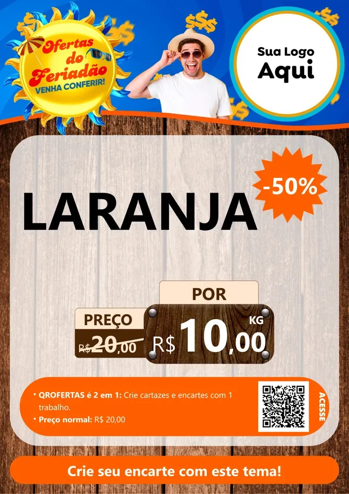 Modelo de Cartaz para Cartaz A4 Vertical com o tema Ofertas do Feriadão para Hortifrúti