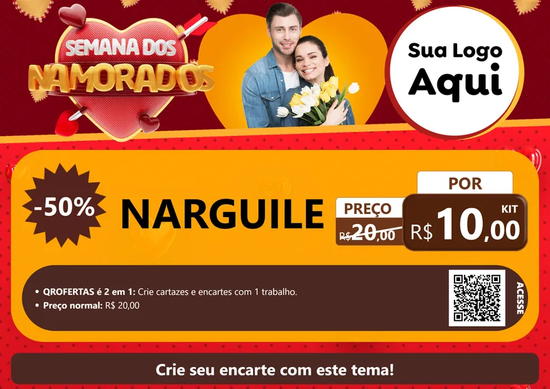 Modelo de Cartaz para Cartaz A4 Horizontal com o tema Semana dos Namorados para Tabacaria