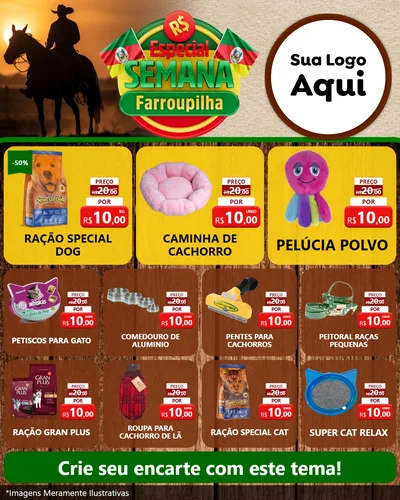 Modelo de Rede Social para Feed Instagram com o tema Especial Semana Farroupilha para Pet Shop