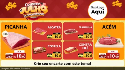 Modelo de TV para TV Horizontal com o tema Comece Julho Economizando para Açougue