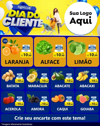 Modelo de Rede Social para Feed Instagram com o tema Especial Dia do Cliente para Hortifrúti