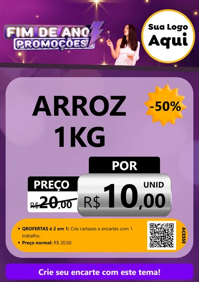 Modelo de Cartaz para Cartaz A4 Vertical com o tema Fim de Ano Promoções para Supermercado