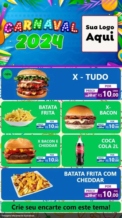 Modelo de TV para TV Vertical com o tema Carnaval 2027 para Hamburgueria