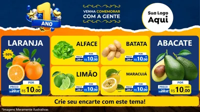 Modelo de TV para TV Horizontal com o tema Um Ano de Aniversário para Hortifrúti