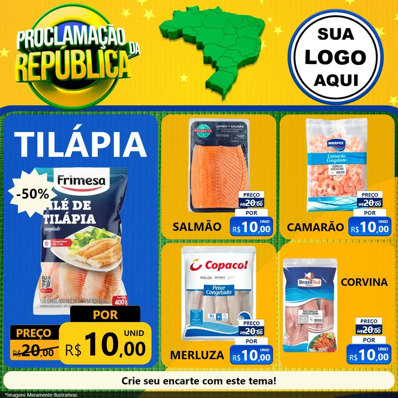Modelo de Rede Social para Feed Facebook com o tema Proclamação da República para Peixaria