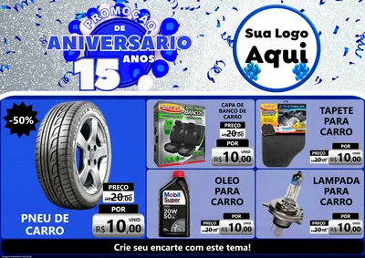 Modelo de Encarte para Encarte A4 Horizontal com o tema Promoção de Aniversário - 15 Anos para Auto peças