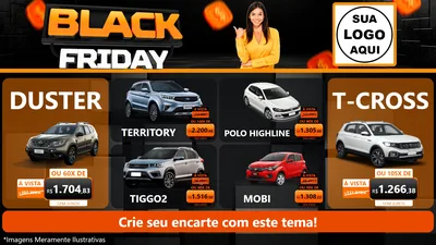 Modelo de TV para TV Horizontal com o tema Black Friday para Concessionaria de Carros