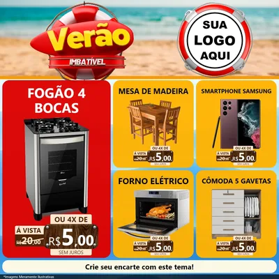 Modelo de Rede Social para Feed Facebook com o tema Verão Imbatível para Móveis e Eletro
