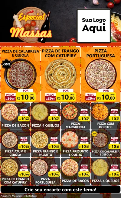 Modelo de Encarte para Encarte Grande com o tema Especial Massas para Pizzaria