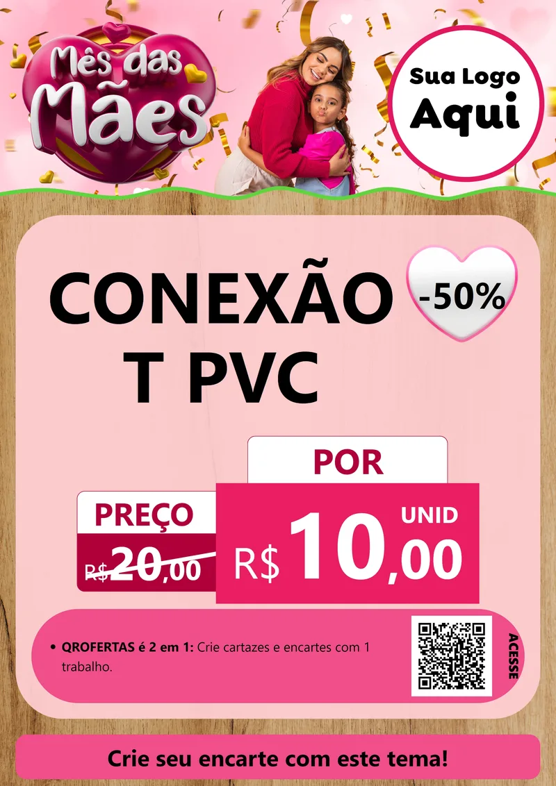 Modelo de Cartaz para Cartaz A4 Vertical com o tema Mês das Mães para Tubos e conexões