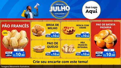 Modelo de TV para TV Horizontal com o tema Oferta Exclusiva, Julho para Padaria