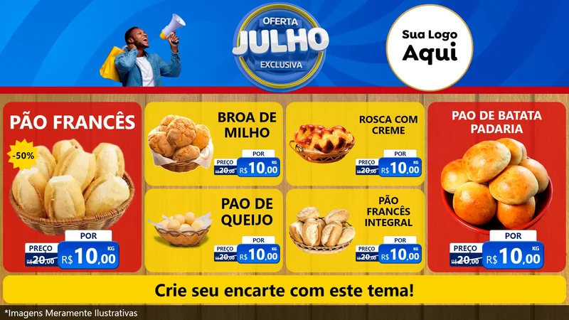 Modelo de TV para TV Horizontal com o tema Oferta Exclusiva, Julho para Padaria