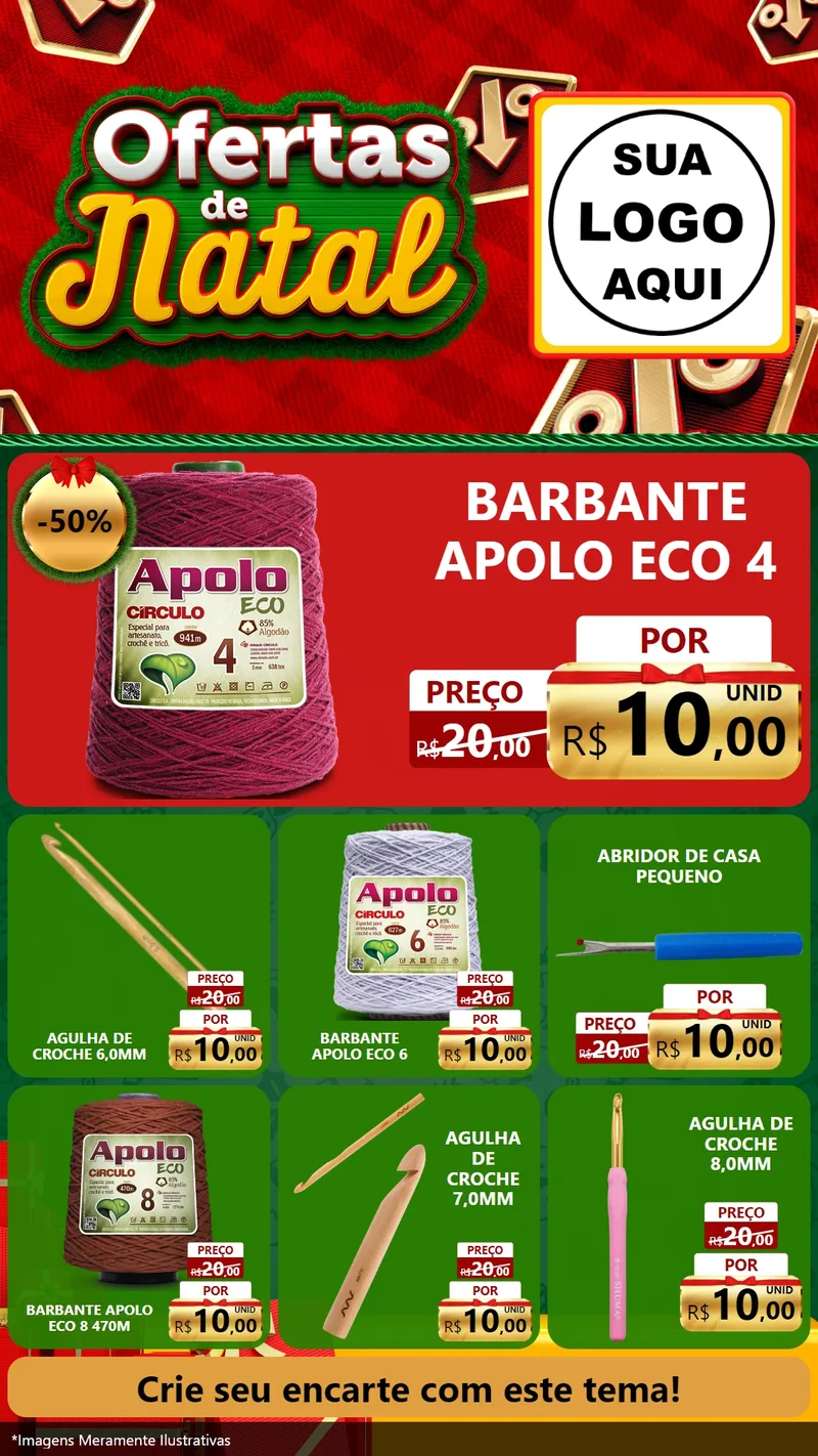 Modelo de Rede Social para Stories com o tema Ofertas de Natal para Armarinho e Aviamentos
