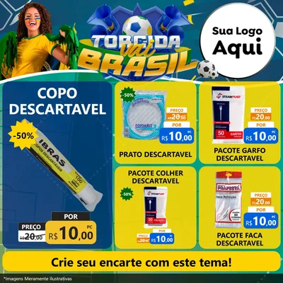 Modelo de Rede Social para Feed Facebook com o tema Torcida Vai Brasil - Copa para Embalagens