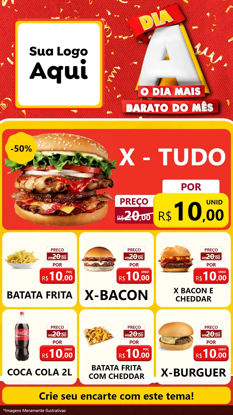 Modelo de Rede Social para Stories com o tema Dia A o Dia Mais Barato do Mês para Hamburgueria