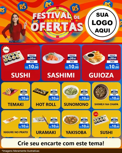 Modelo de Rede Social para Feed Instagram com o tema Festival de Ofertas para Comida japonesa