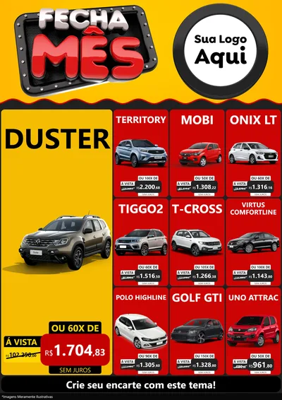 Modelo de Encarte para Encarte A4 Vertical com o tema Fecha Mês para Concessionaria de Carros
