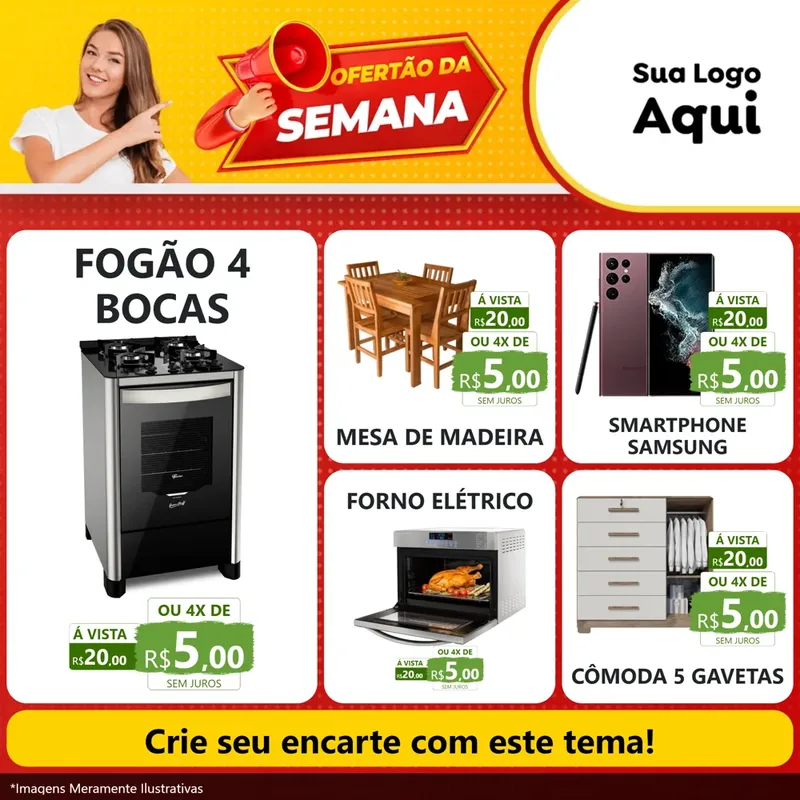 Modelo de Rede Social para Feed Facebook com o tema Ofertão da Semana para Móveis e Eletro