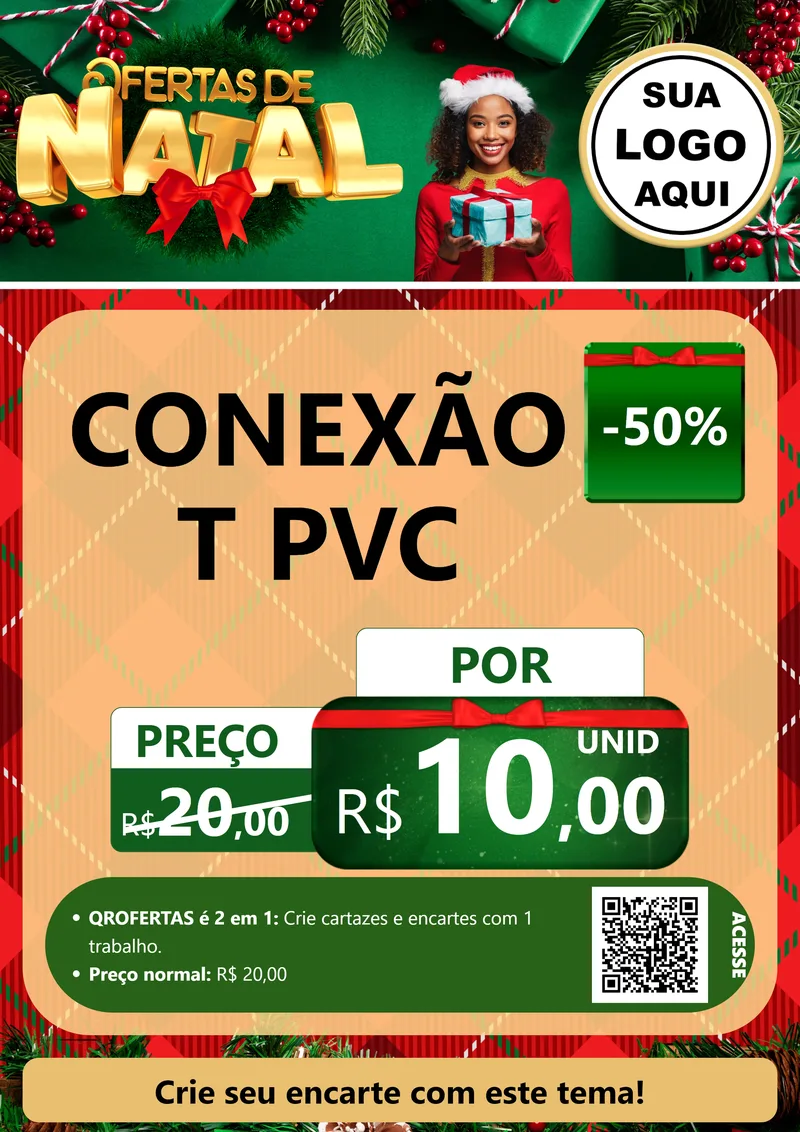 Modelo de Cartaz para Cartaz A4 Vertical com o tema Ofertas de Natal para Tubos e conexões