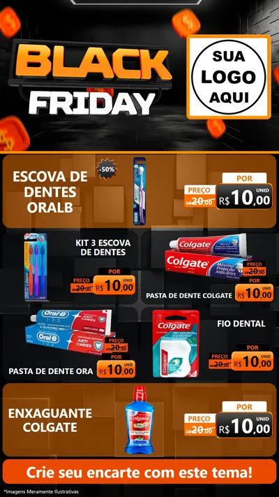 Modelo de TV para TV Vertical com o tema Black Friday para Higiene Pessoal