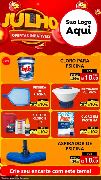 Modelo de TV para TV Vertical com o tema Julho Ofertas Imbatíveis para Produtos para Piscina