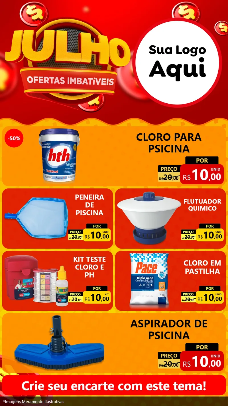 Modelo de TV para TV Vertical com o tema Julho Ofertas Imbatíveis para Produtos para Piscina