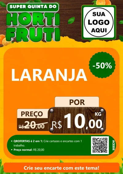 Modelo de Cartaz para Cartaz A4 Vertical com o tema Super Quinta do Hortifruti para Hortifrúti