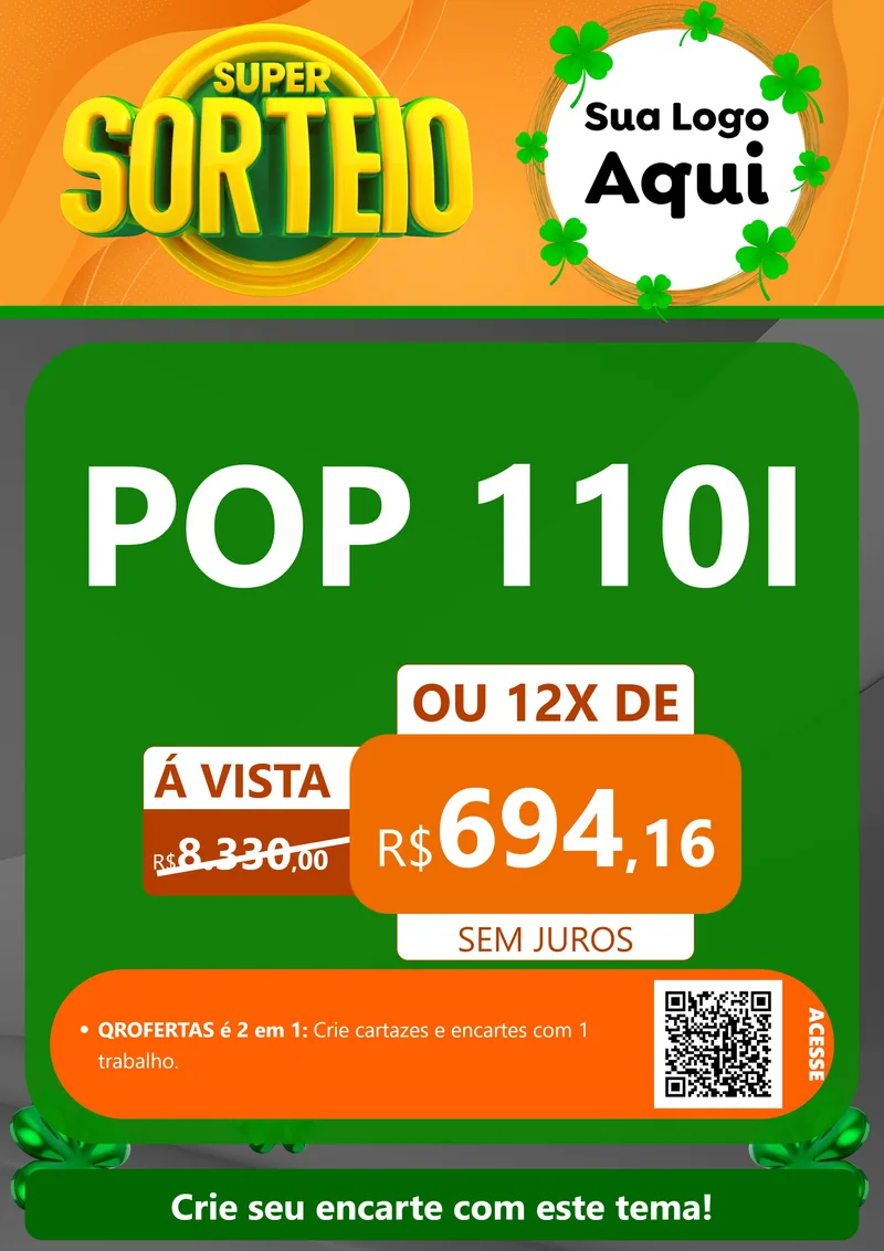 Modelo de Cartaz para Cartaz A4 Vertical com o tema Super Sorteio para Concessionaria de Motos